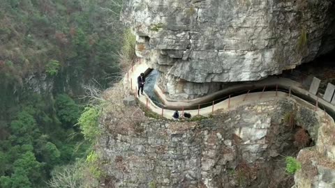 The wall-hanging canal in the deep mountains of Wulong,