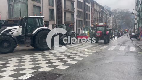 Colère des agriculteurs incidents proche du Parlement Européen (26 février 2024 Bruxelles Belgique)