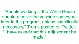 Trump says White House staffers shouldn't be among first to get coronavirus vaccine