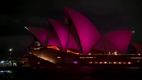 Sydney Opera House turns pink for Olivia Newton-John