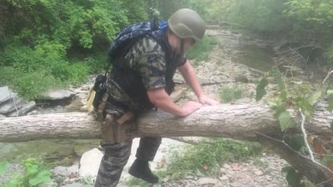 Larper gets stuck on log