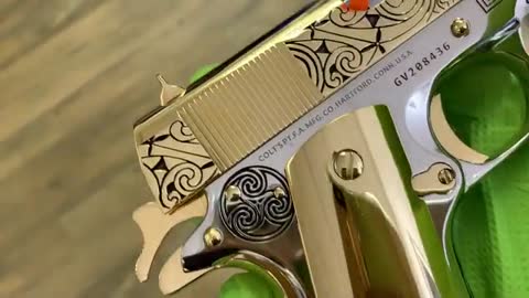 Masterpiece: COLT 1911 Government CELTIC Engraved Design, 45 ACP, 24K GOLD