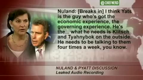 nulans and pyatt leaked audio recording discussing who they want to put in office in the ukraine