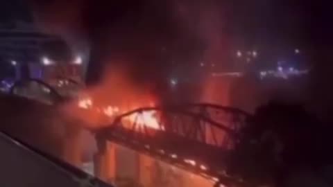 The "Iron Bridge" in Rome, Italy burned down and collapsed, yesterday evening.