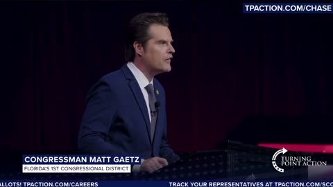 Florida congressman Matt Gaetz at Turning Point Action Detroit / The People’s convention TPUSA