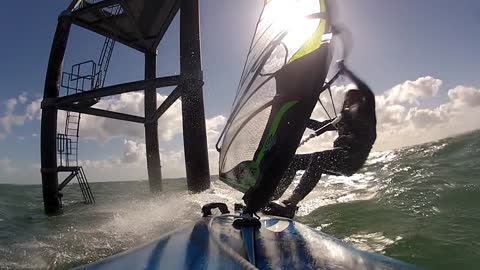 Mark Clark Portrush Windsurfing around West Pole, Chichester 2012.