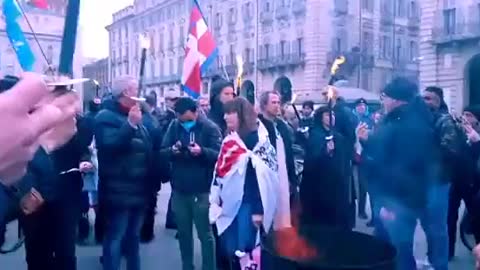 Italians burning their covid passports