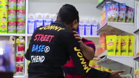 A prank in supermarket customers, two daring young men in Egypt