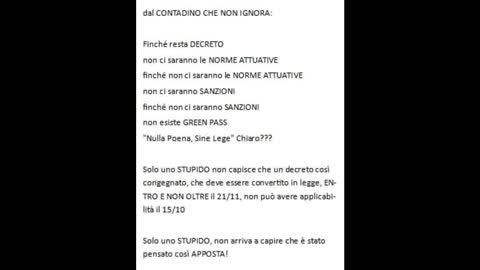 Dal CONTADINO: Finché resta DECRETO non ci saranno le NORME ATTUATIVE