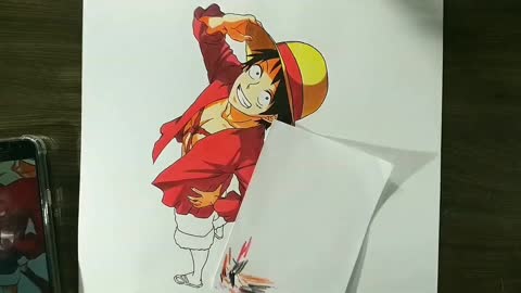 3D Color Speed Drawing of Luffy