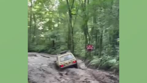 Brasilia car with tires for wild trails