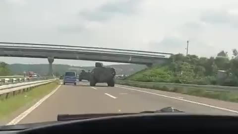 Support vehicles of the Armed Forces of Serbia near Kosovo.