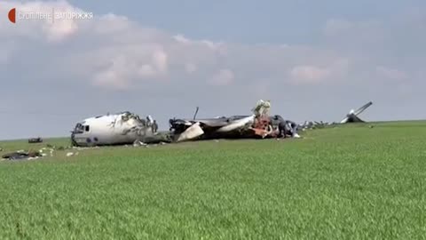 Ukrainian An-26 leftovers at crash site in Zaporozhye