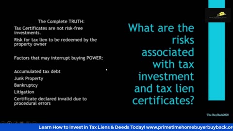 Tax Lien & Deed Investment ~ Free webinar ~ Sneak Peek ~ The Buy Back Team