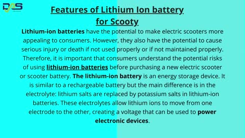 Features of Lithium ion battery for electric scooty