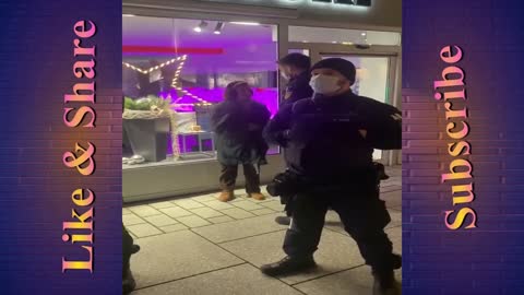 A German police squad detains an old woman unable to show them her vaccine pass.