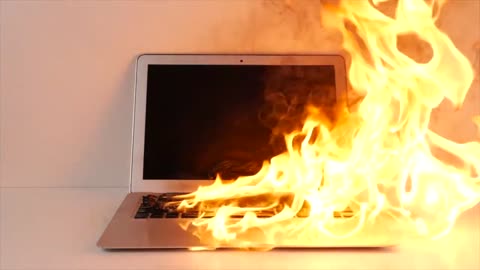 Laptop on fire