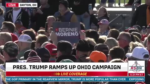 U.S. Senate candidate Bernie Moreno joins President Trump onstage