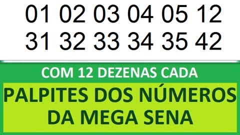 PALPITES DOS NÚMEROS DA MEGA SENA COM 12 DEZENAS cy cz c0 c1 c2 c3 c4 c5 c6 c7 c8 c9