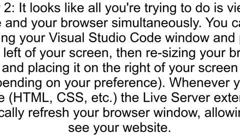 How do I make a live server split screen using visual studio code