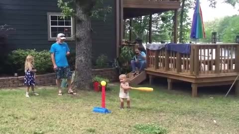 Father's and baby most funny playing video