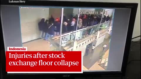 CCTV shows moment floor collapses at Indonesian stock exchange