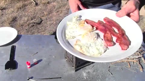 cooking bacon outdoors