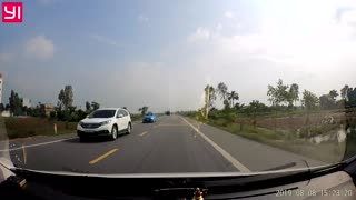 Overtaking Truck Nearly Causes Crash