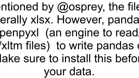 ValueError No engine for filetype 39xlsk39