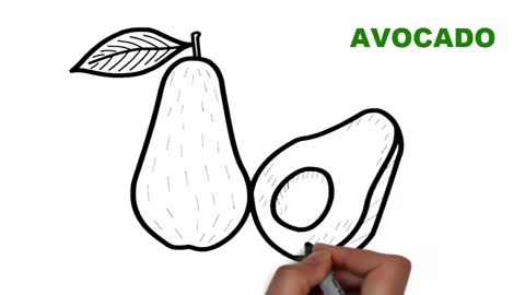 Drawing and Coloring for Kids - How to Draw Avocado (Without Coloring)