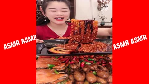 ASMR (COOKING & EATING) SPICY SEAFOOD (LOBSTER TAIL, OCTOPUS, SHRIMP, COCKLE, SQUID, ENOKI MUSHROOM)