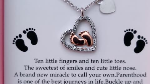 Baby Feet Heart Necklace First Time Mom