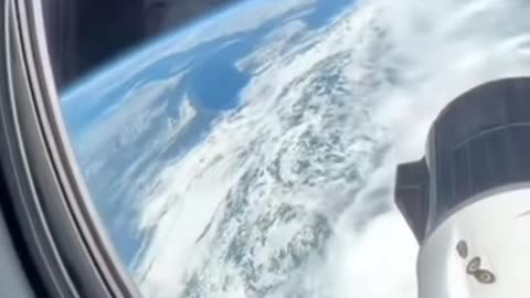 Earth View From Space in Airplane