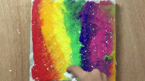 Rainbow Abstract Painting with Masking Tape _ Acrylic Painting for Beginners #09 _ Satisfying ASMR