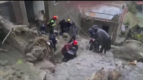 Crews conduct rescue operations following deadly landslides on southern Italian Island