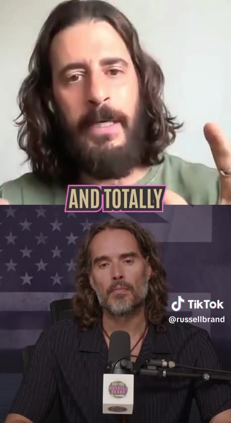 Jonathan Roumie talking to Russell Brand