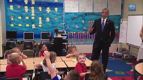 President Obama Talks with First-Graders at Tinker Elementary School