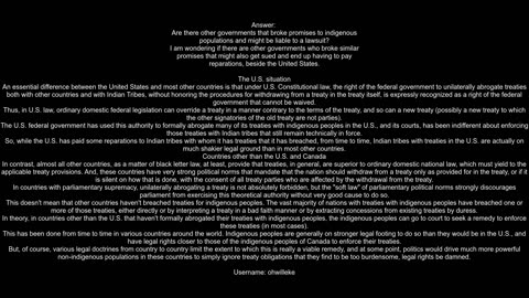 Are there other governments that broke promises to indigenous populations and might be liable to a