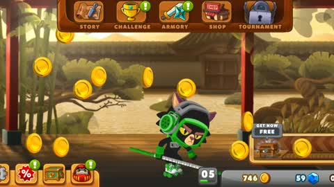 Playing game ninja dash run level 6 with hero shiro