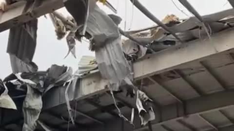 Burned mattresses in the video, after the corpses were cleaned up and "cleaned up" there.