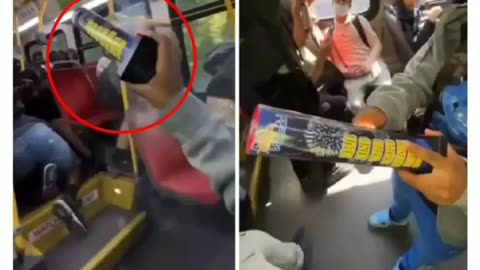 Footage Shows Someone Setting Off A Firework On A TTC Bus FullOf People. Q