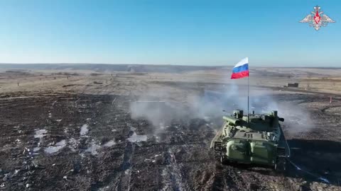 Airborne troops training on BMP-2M with Berezhok combat module at rear area of SMO