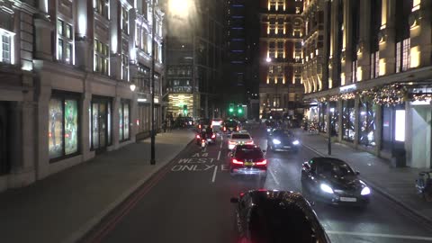 Bus ride London City Center on the night