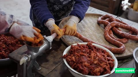 techniques for preserving meat sausage, cured meat, cured fish, and pig ribs and liver