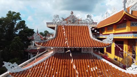 Drone view of a Pagoda in Vietnam