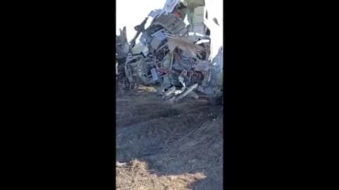 The wreckage of a downed Su-25 attack aircraft of the Ukrainian Air Force in the Kherson region