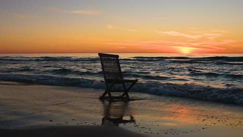 Peaceful beach view having sunset and tides sound