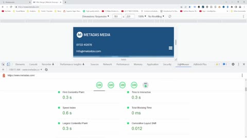 Metadas Lighthouse Scores Google Pagespeed Insights