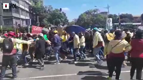 Watch: Cosatu and SACCAWU lead a march to the US Embassy to reinstate workers