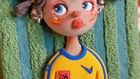 Angry black girl,is she cute#tiktok #foryou #DIY #handmade #handwork #clay #claydoll #claytutorial